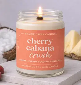 Prairie Creek Candles Wood Wick Candle, Cherry Cabana Crush 8oz