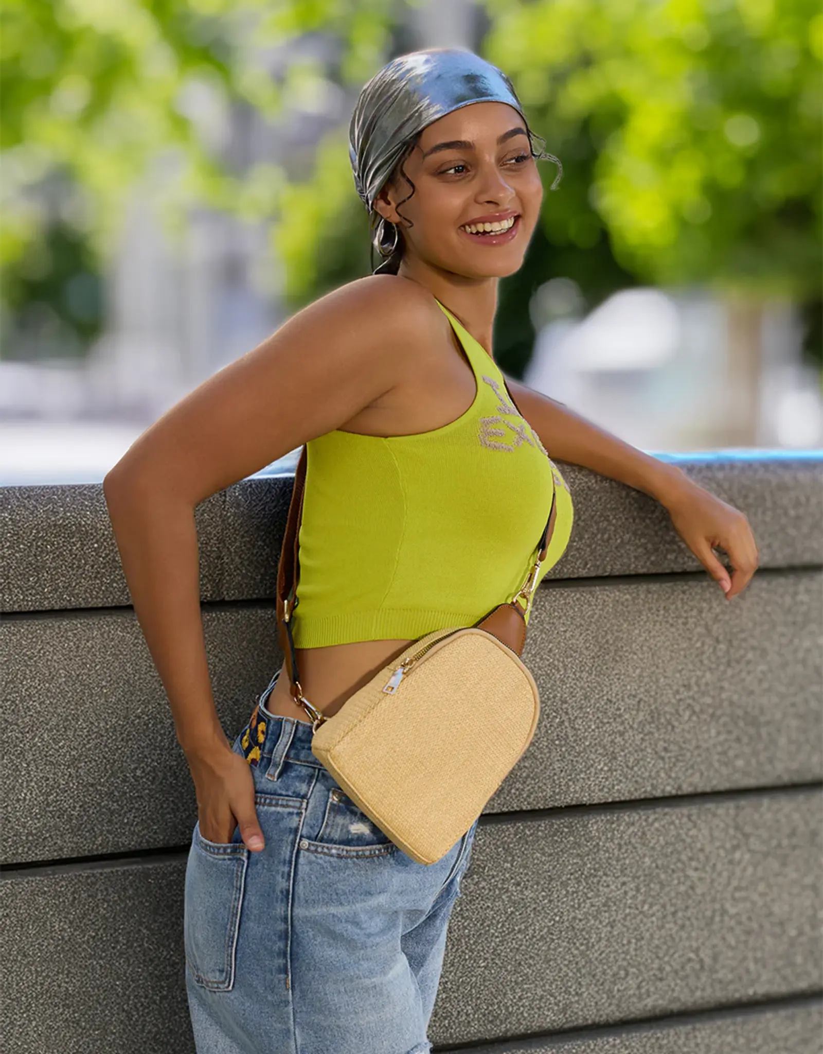 Jen & Co. Ellen Sling Bag, Natural/Brown