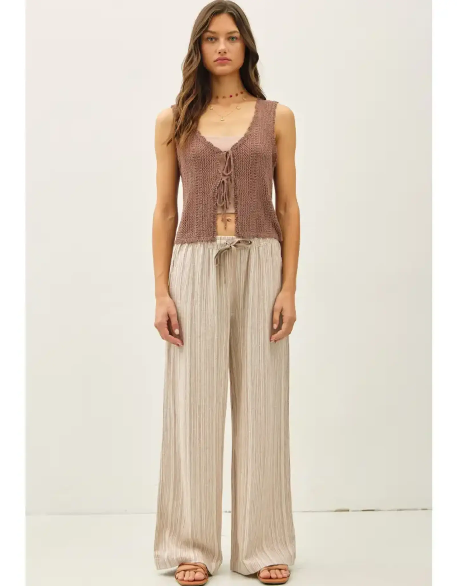 Striped Linen Wide Leg Pants