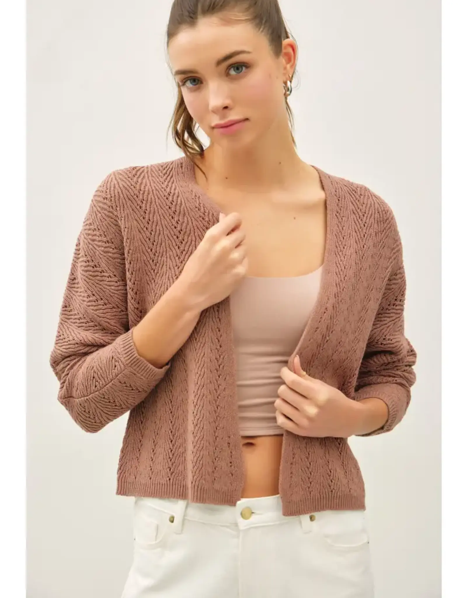 Crochet Knit Boxy Open Cardigan