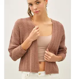 Crochet Knit Boxy Open Cardigan