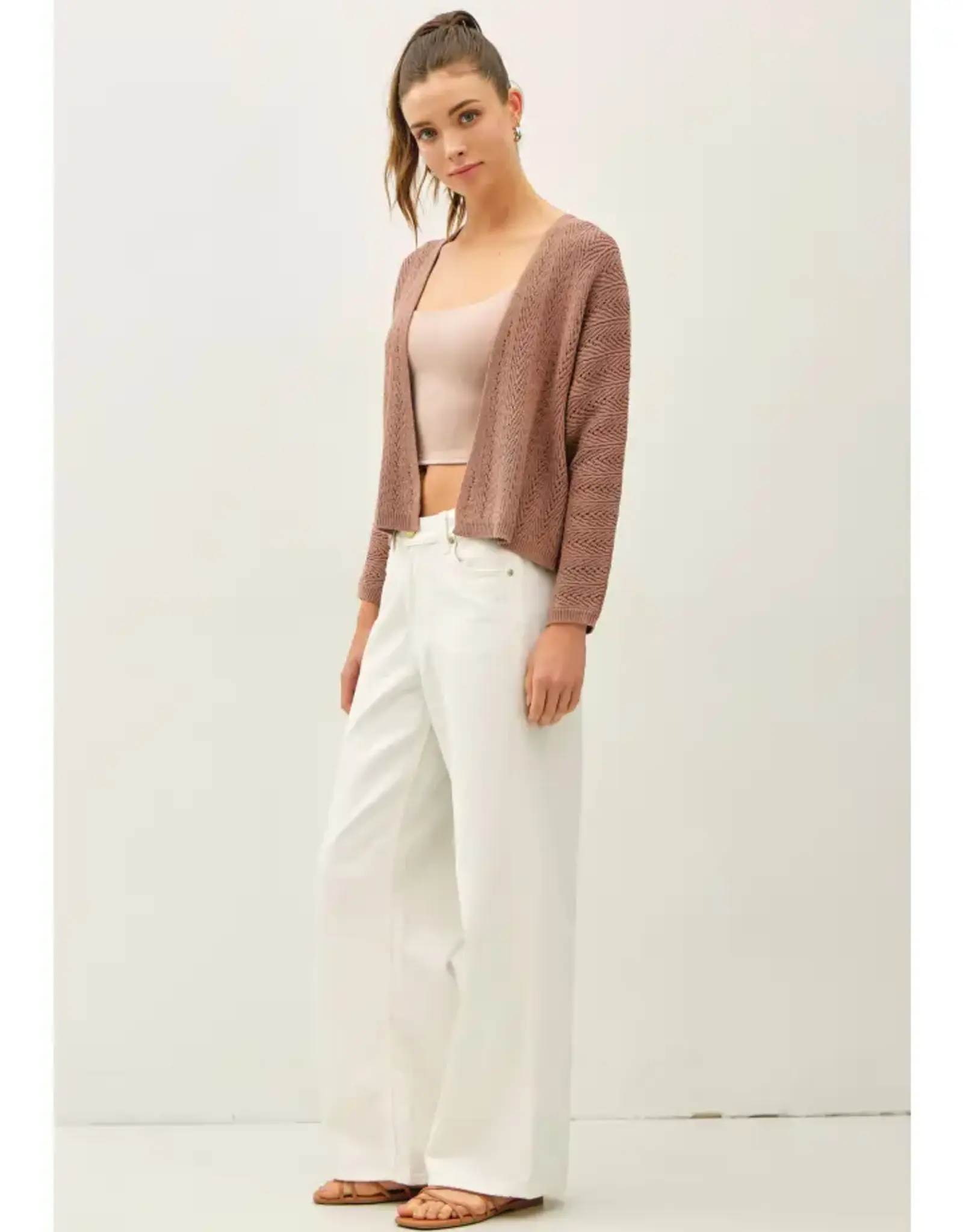 Crochet Knit Boxy Open Cardigan