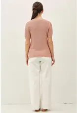 Pointelle Scalloped Short Sleeve Top