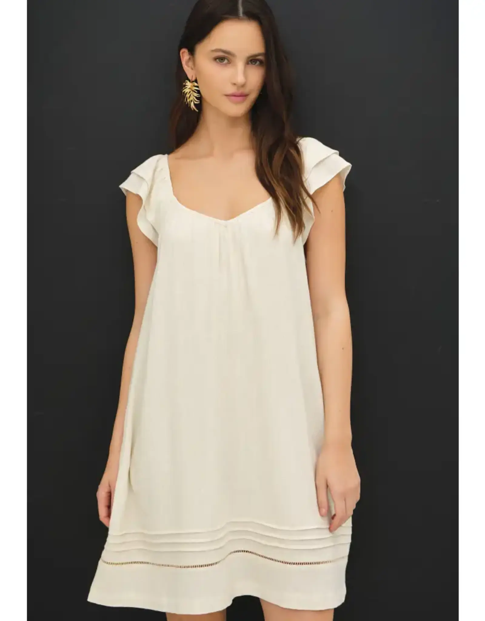 Flutter Sleeve Linen Dress