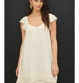 Flutter Sleeve Linen Dress