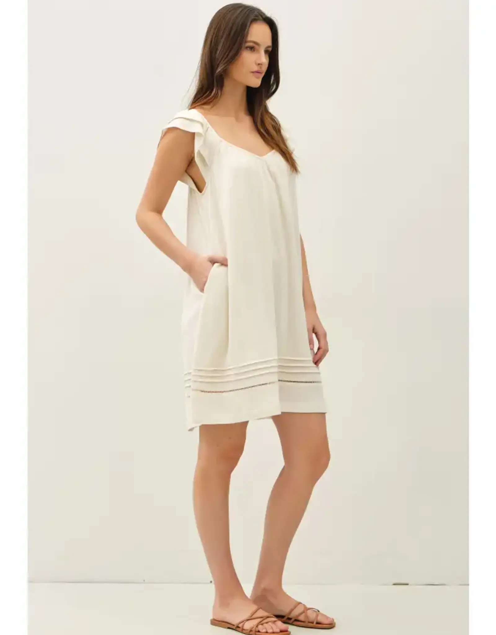 Flutter Sleeve Linen Dress