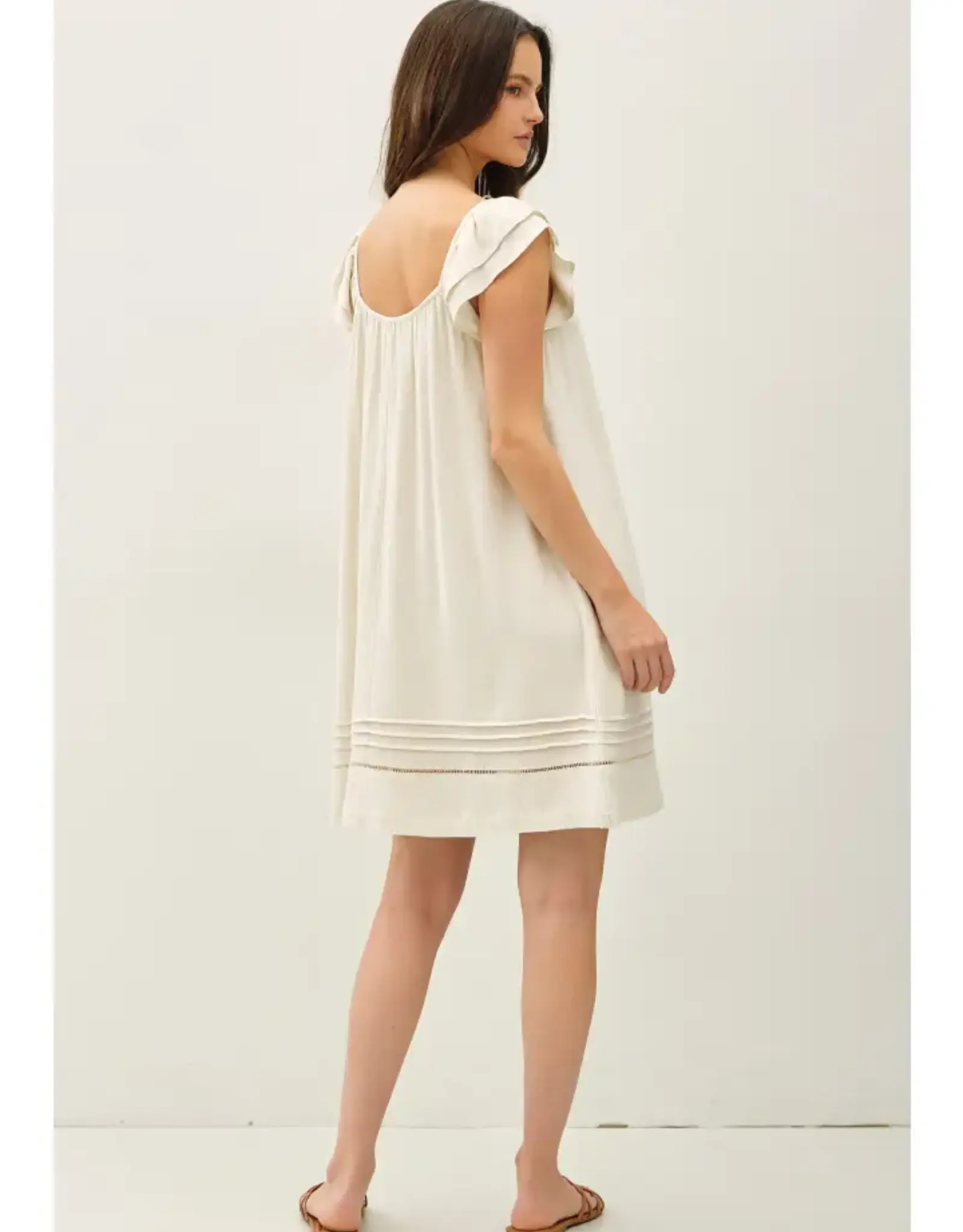 Flutter Sleeve Linen Dress