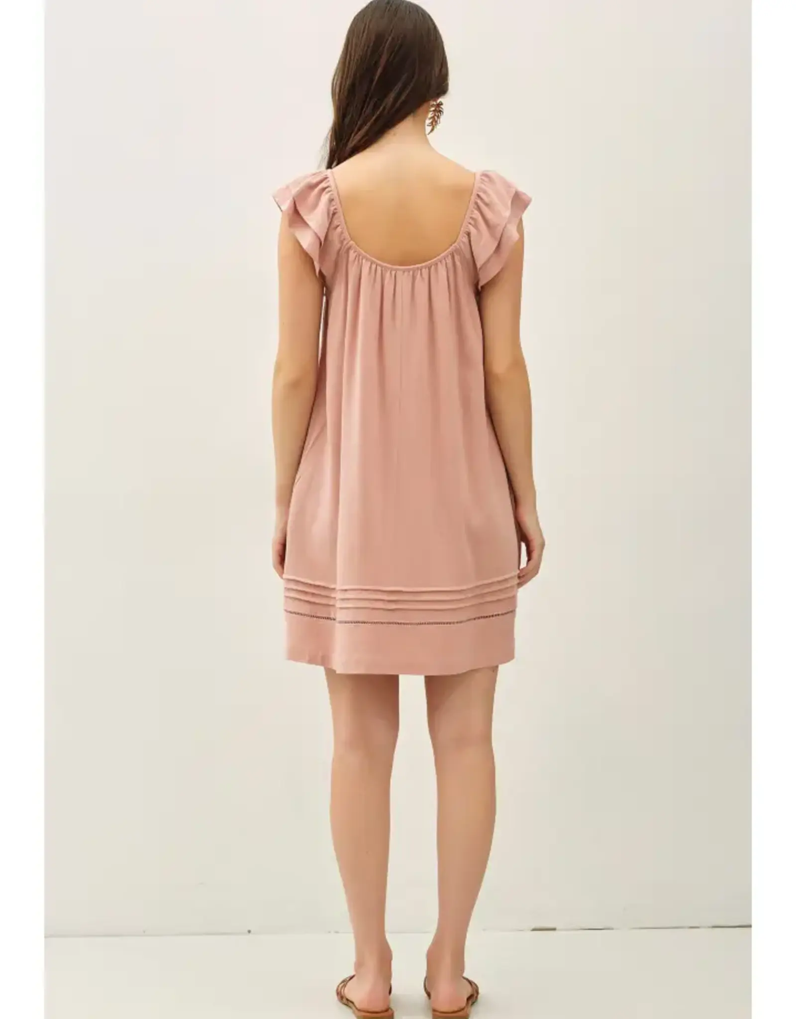 Flutter Sleeve Linen Dress