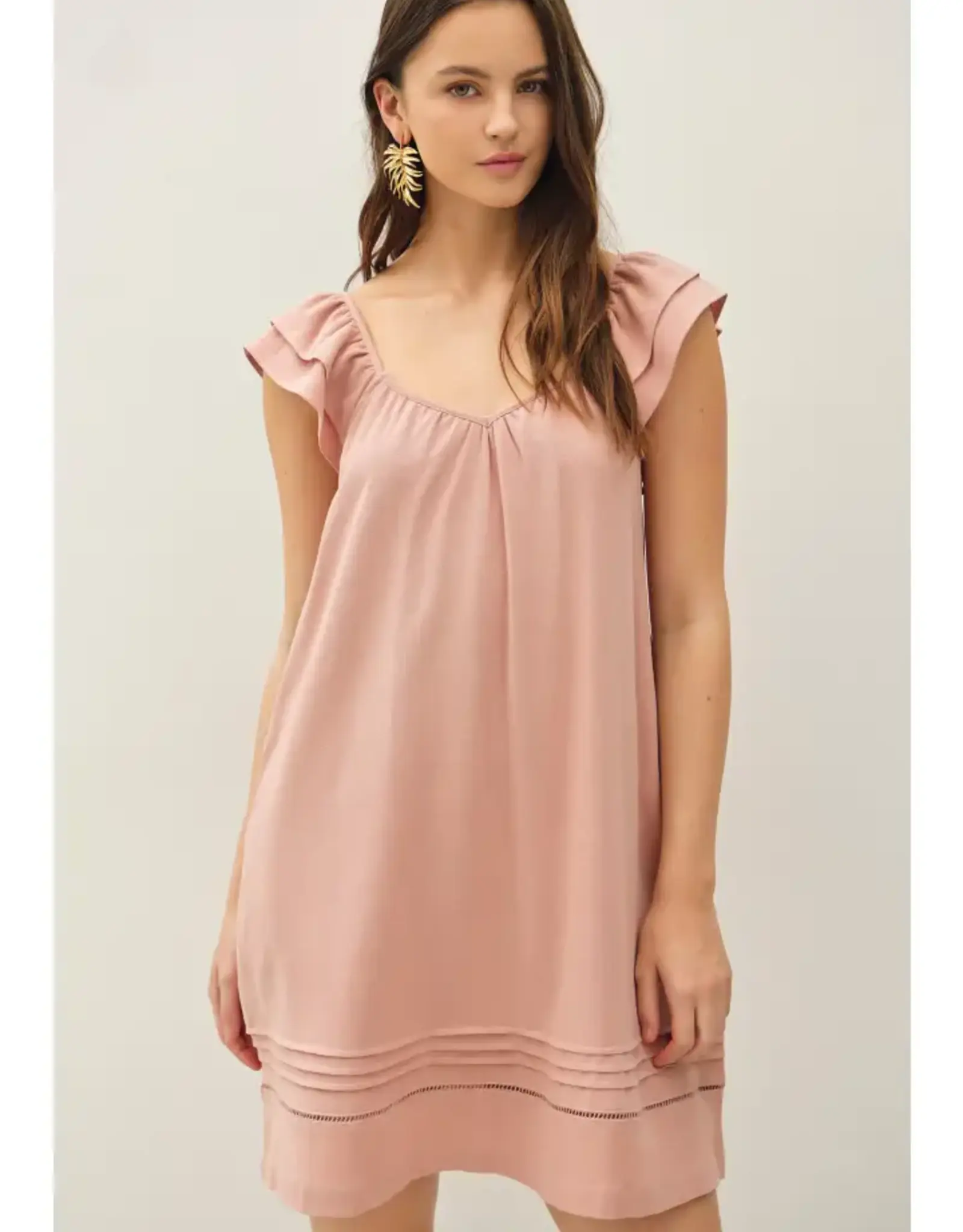 Flutter Sleeve Linen Dress