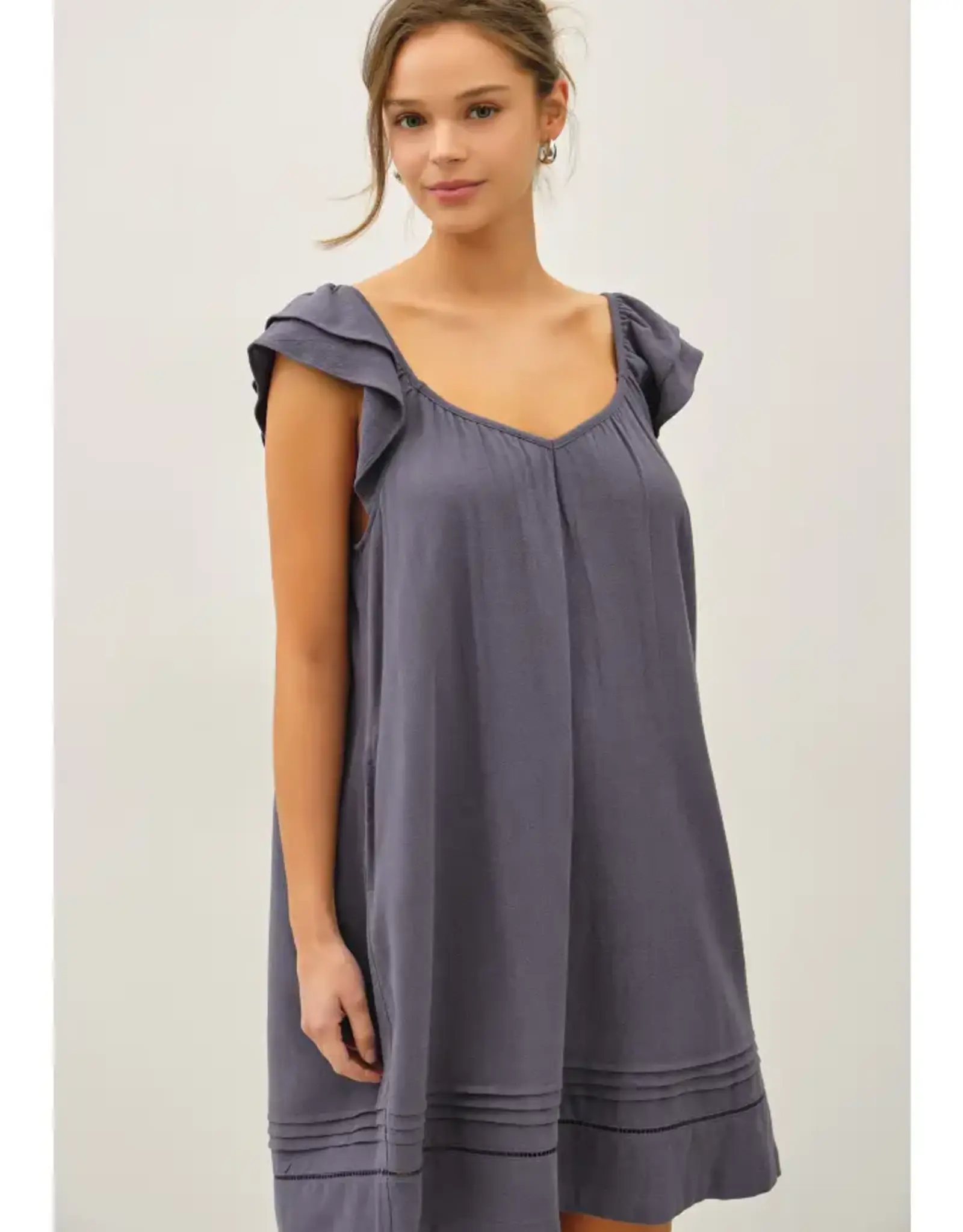 Flutter Sleeve Linen Dress
