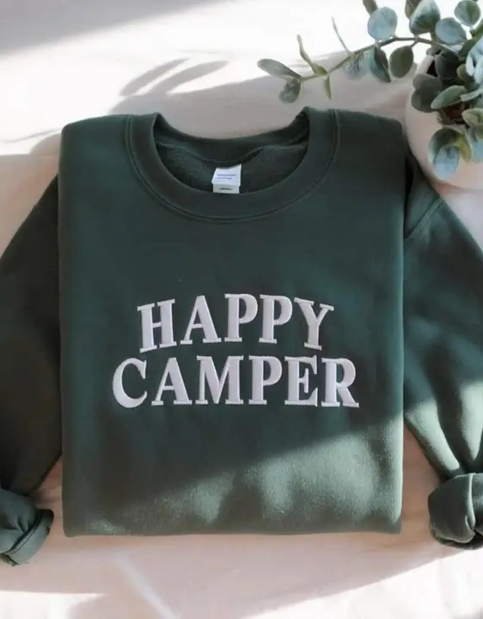 Strong N Free Embroidered Happy Camper Crewneck