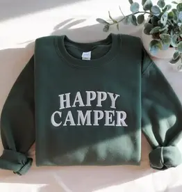 Strong N Free Embroidered Happy Camper Crewneck