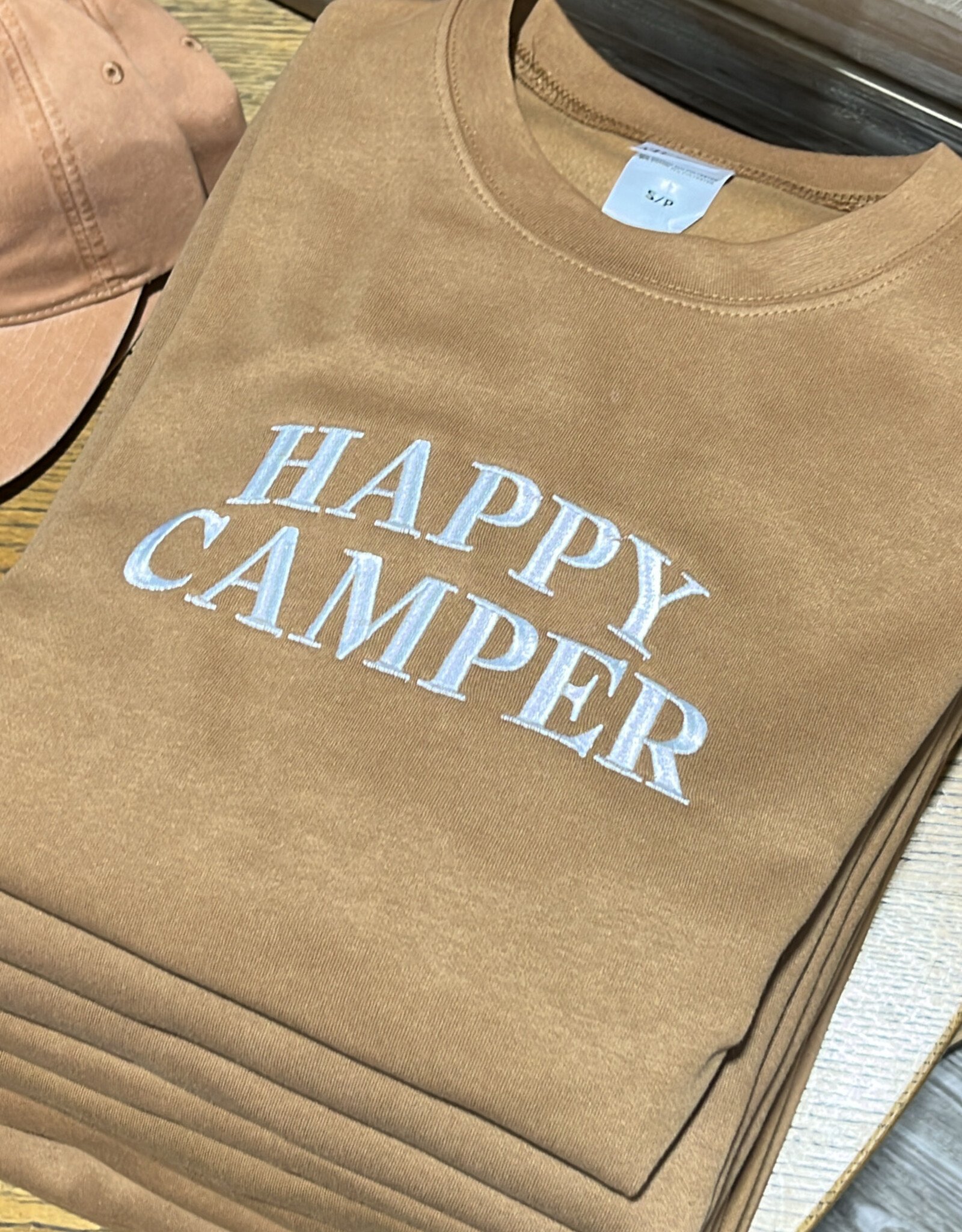 Strong N Free Embroidered Happy Camper Crewneck