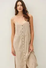 Striped Linen Blend Button Up Dress