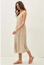 Striped Linen Blend Button Up Dress