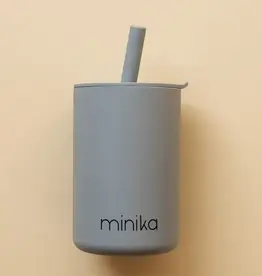 Minika Straw Cup w/Lid, Stone