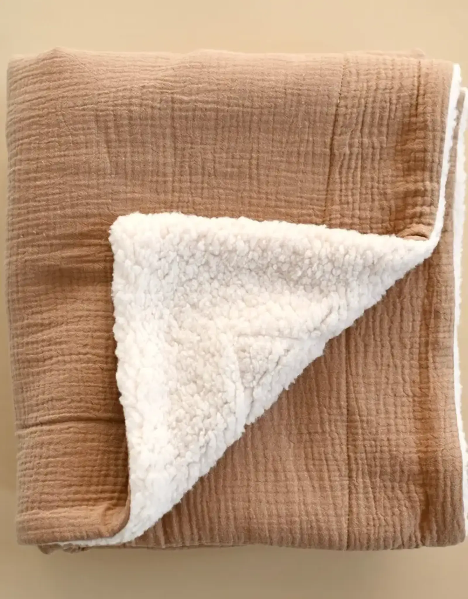 Minika Sherpa Blanket, Caramel