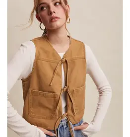 Listicle Denim Tie-Front Vest