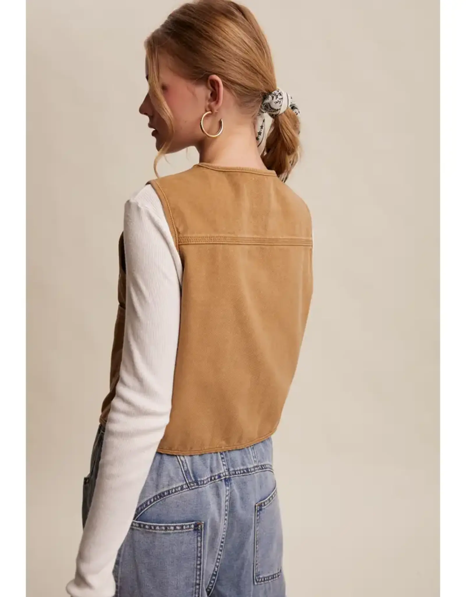 Listicle Denim Tie-Front Vest