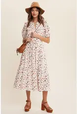 Listicle Floral Ruffle Collar Midi Dress