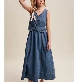 Listicle Denim Vest Maxi Dress