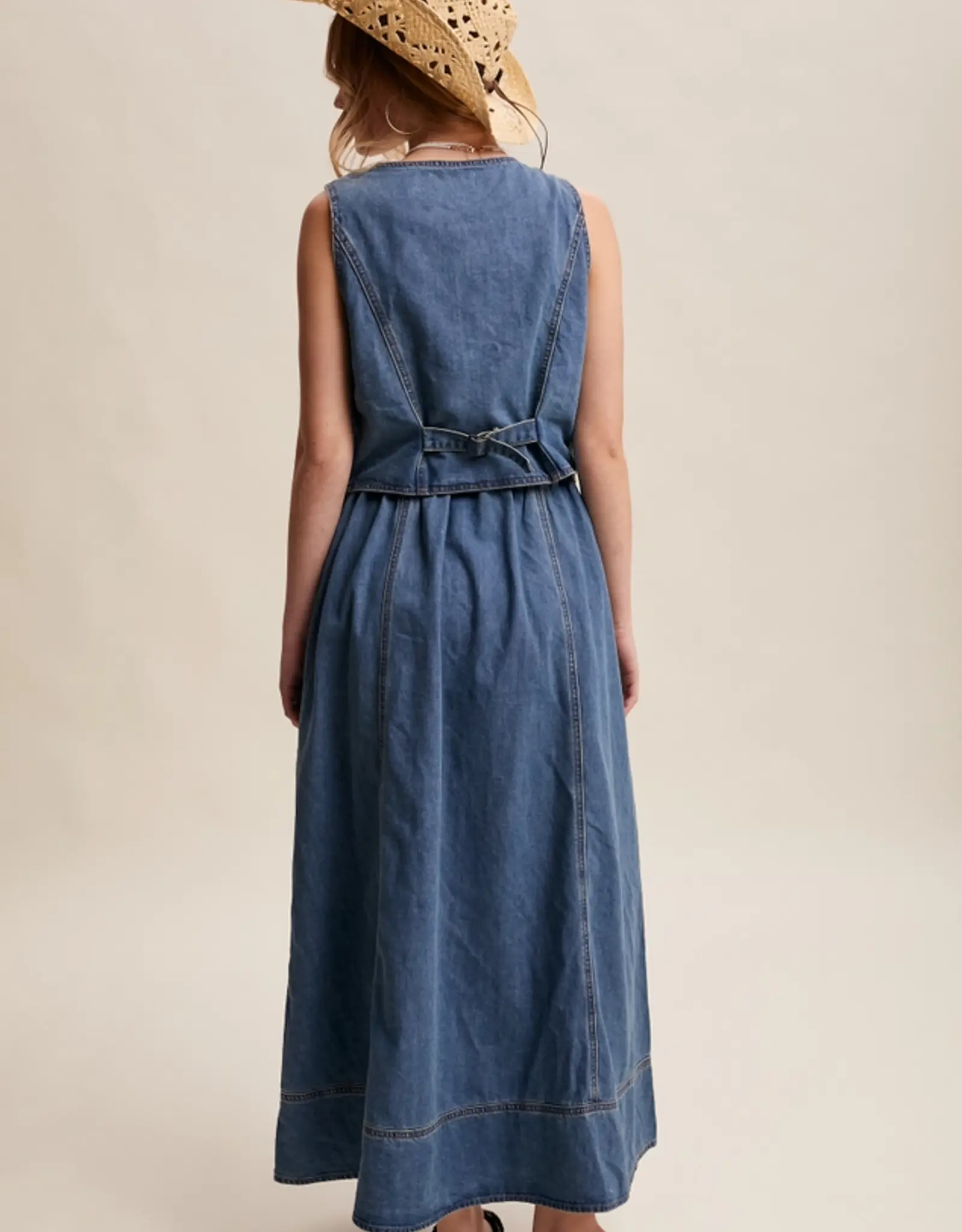 Listicle Denim Vest Maxi Dress