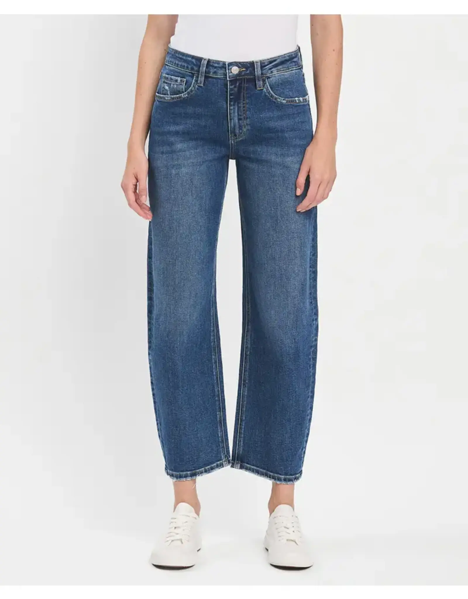 Vervet High Rise Barrel Jean Medium Dark Wash