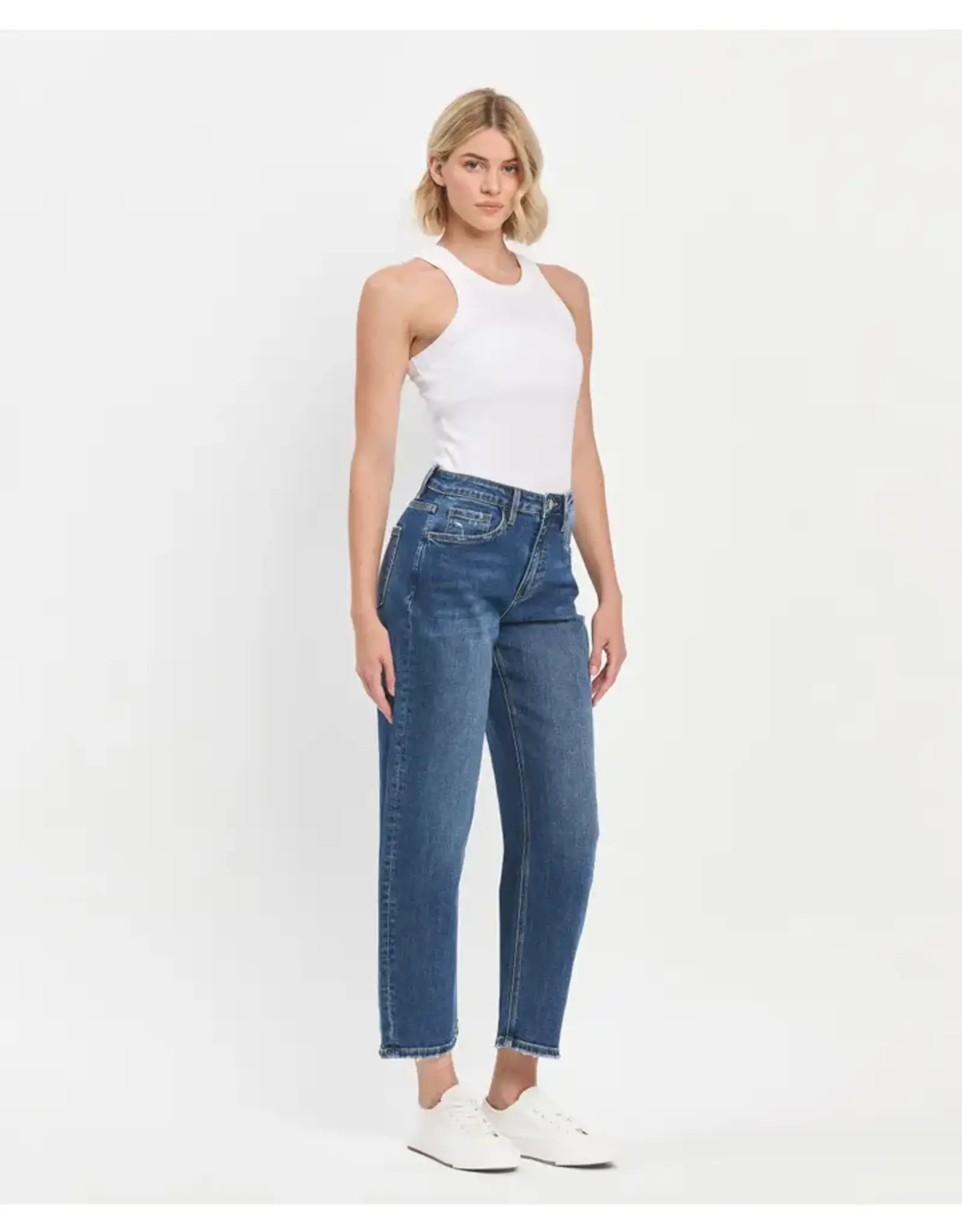 Vervet High Rise Barrel Jean Medium Dark Wash