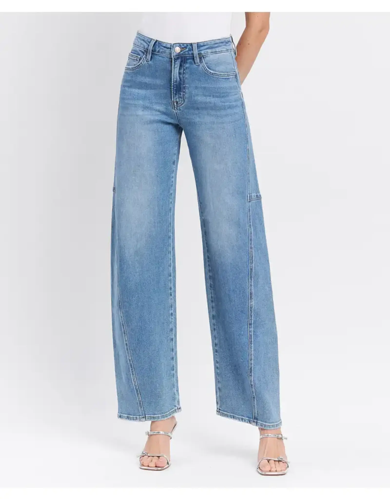 Vervet Super High Rise Wide Barrel Jeans Dark Wash
