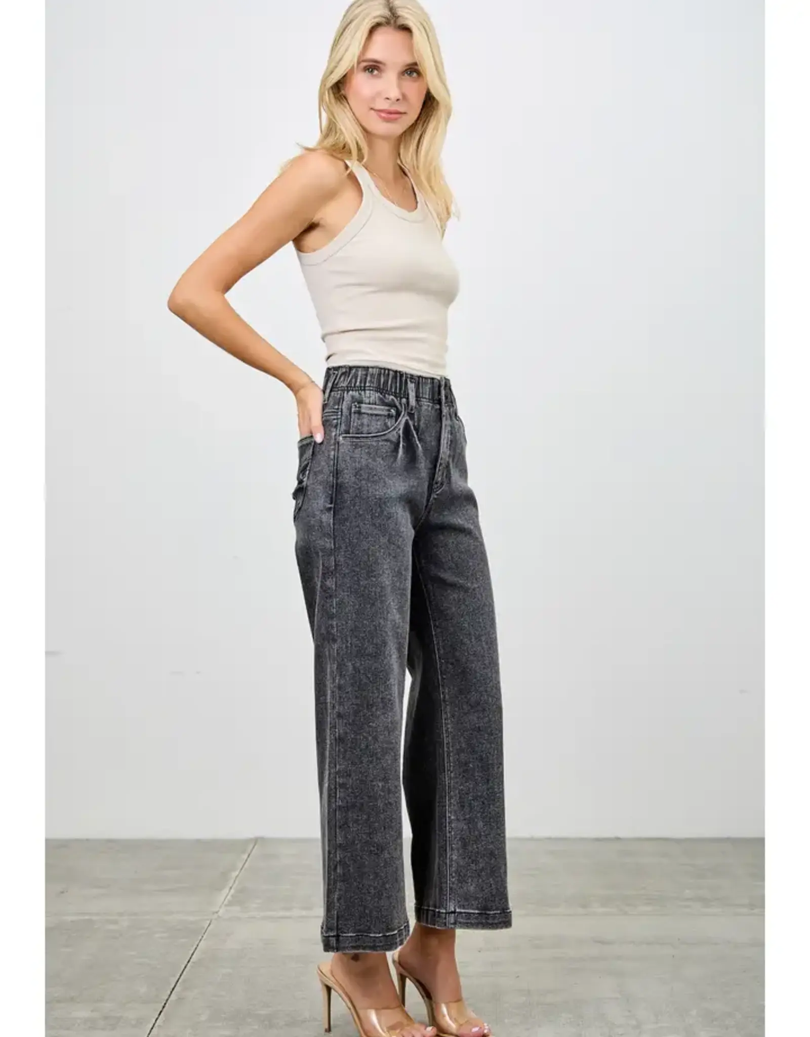 Saige Denim High Rise Wide Cropped Jeans