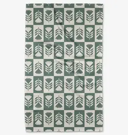Geometry Tea Towel- Green Flower Patch