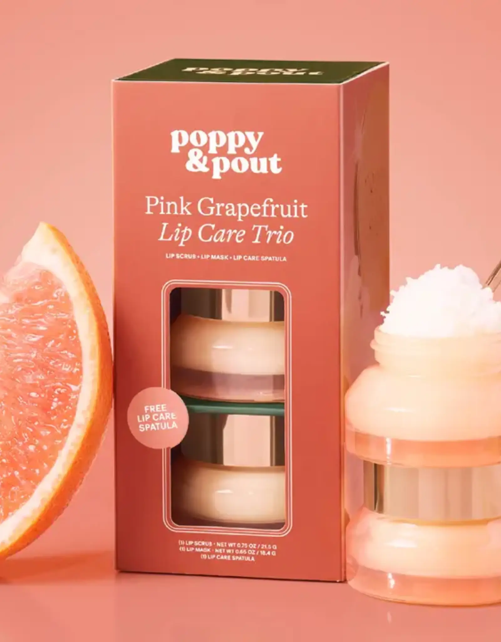 Poppy & Pout Lip Care Trio, Pink Grapefruit