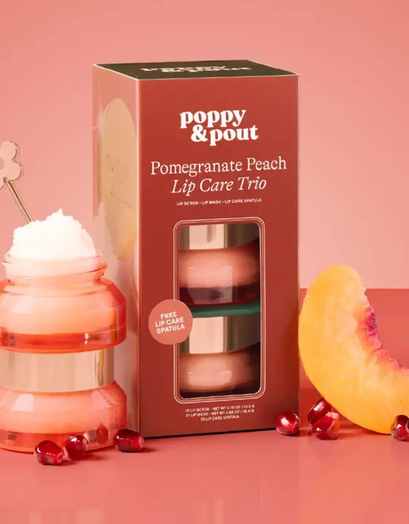 Poppy & Pout Lip Care Trio, Pomegranate Peach