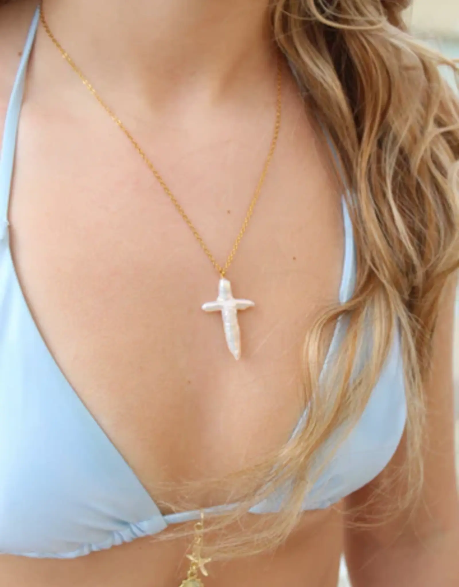 Sweet Three Designs Beach Goddess Cross Necklace