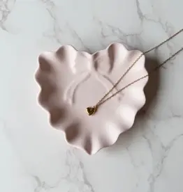 Siena Style Ruffle Heart W/ Bow Jewelry Dish, Soft Pink