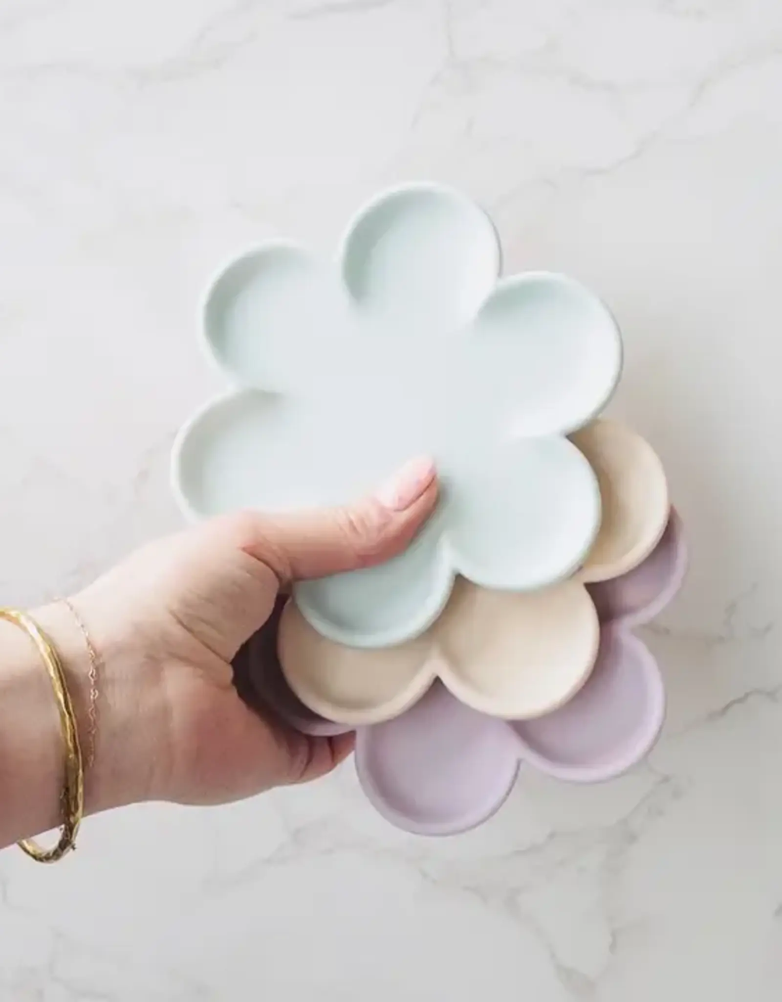 Siena Style Flower Trinket Tray, Baby Blue