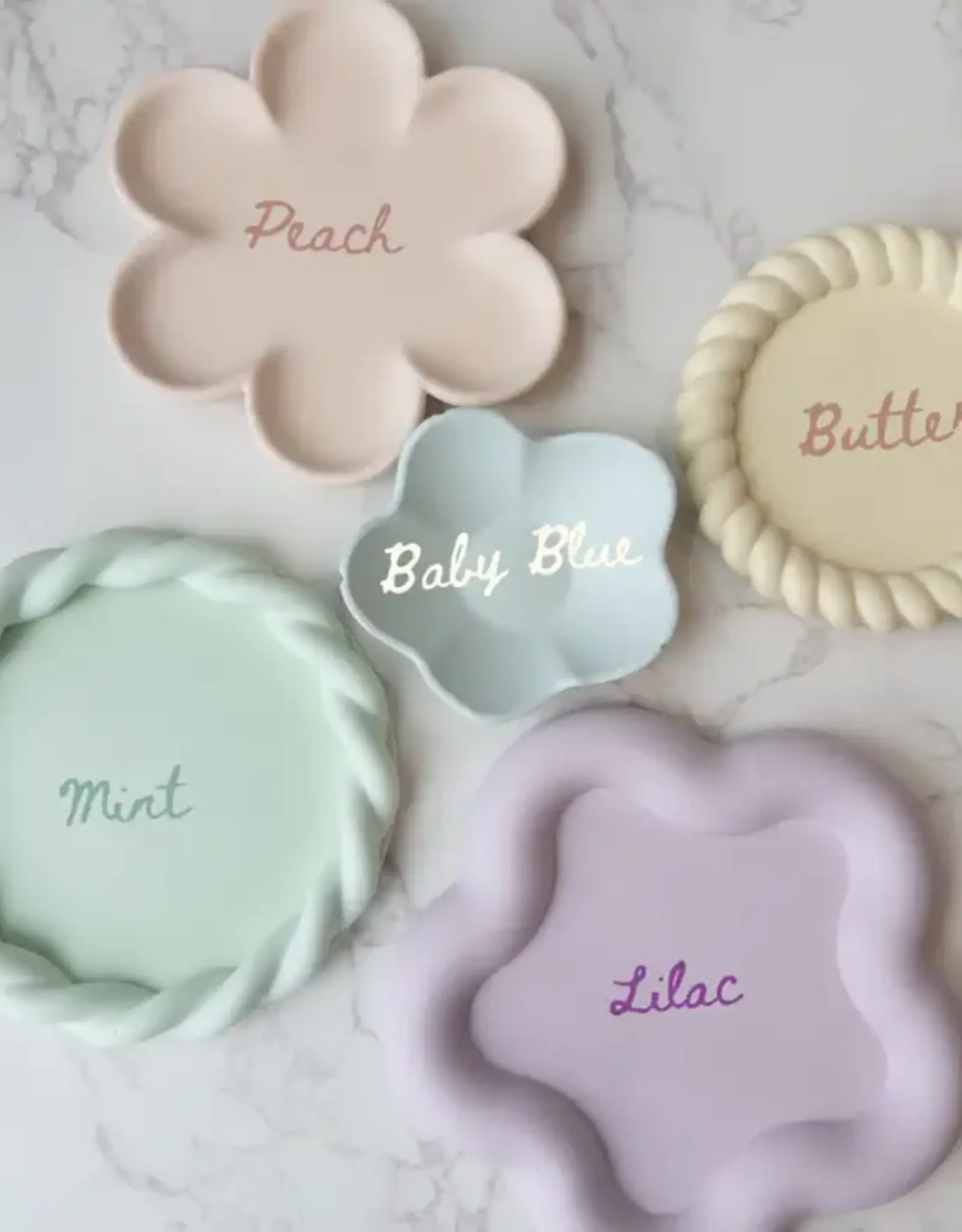 Siena Style Flower Trinket Tray, Baby Blue