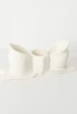 Siena Style Bow Candle Stick Holder, Blanco