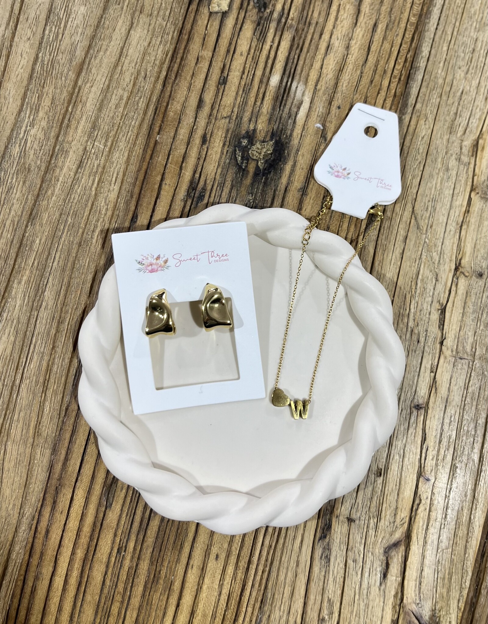 Siena Style Round Catchall Rope Texture Tray Small, Blanco