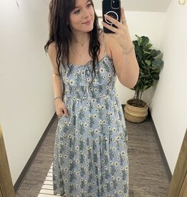 Listicle Floral Tie-Strap Smocked Maxi Dress