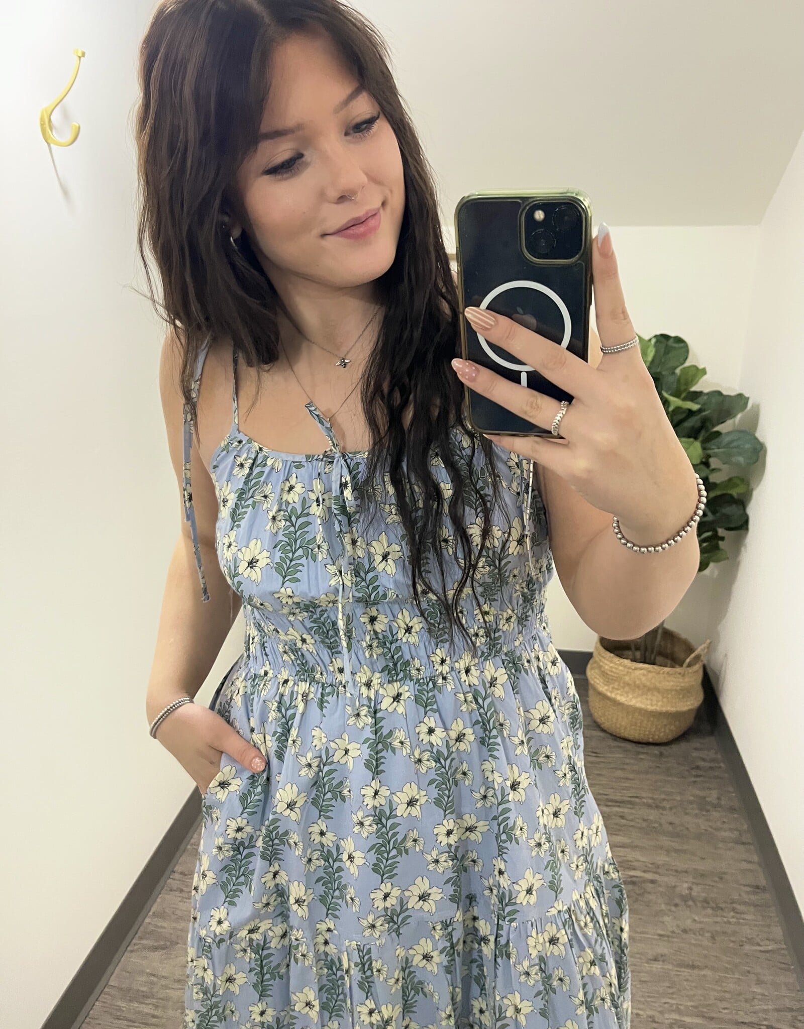 Listicle Floral Tie-Strap Smocked Maxi Dress