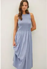 Smocked Boatneck Midi Dress
