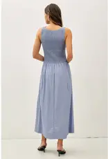 Smocked Boatneck Midi Dress