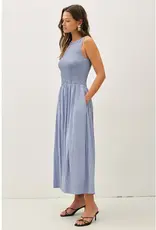 Smocked Boatneck Midi Dress