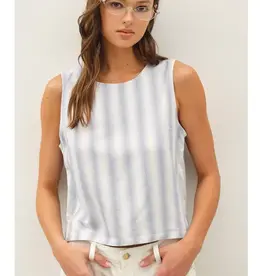 Linen Blend Ombre Striped Tank