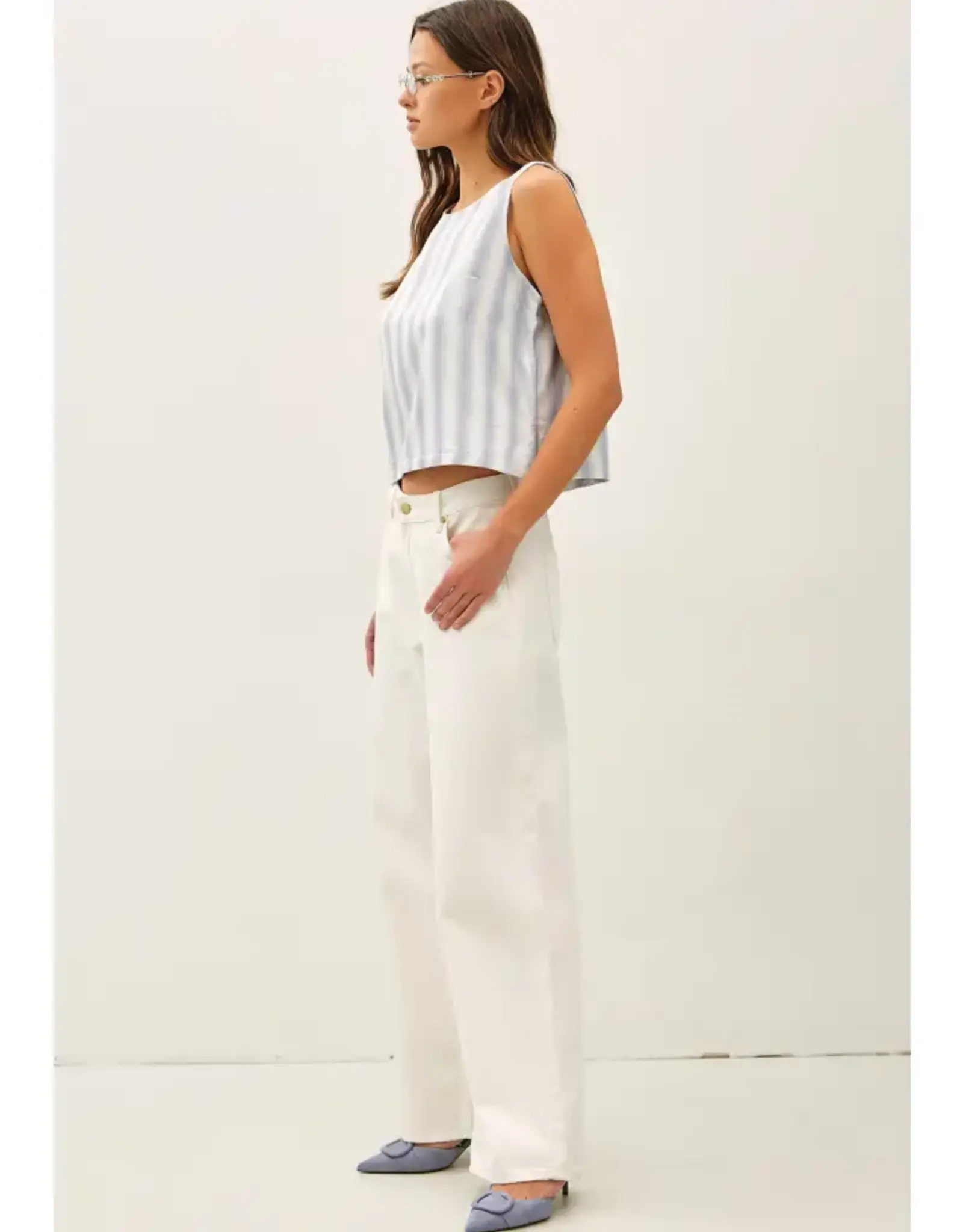 Linen Blend Ombre Striped Tank