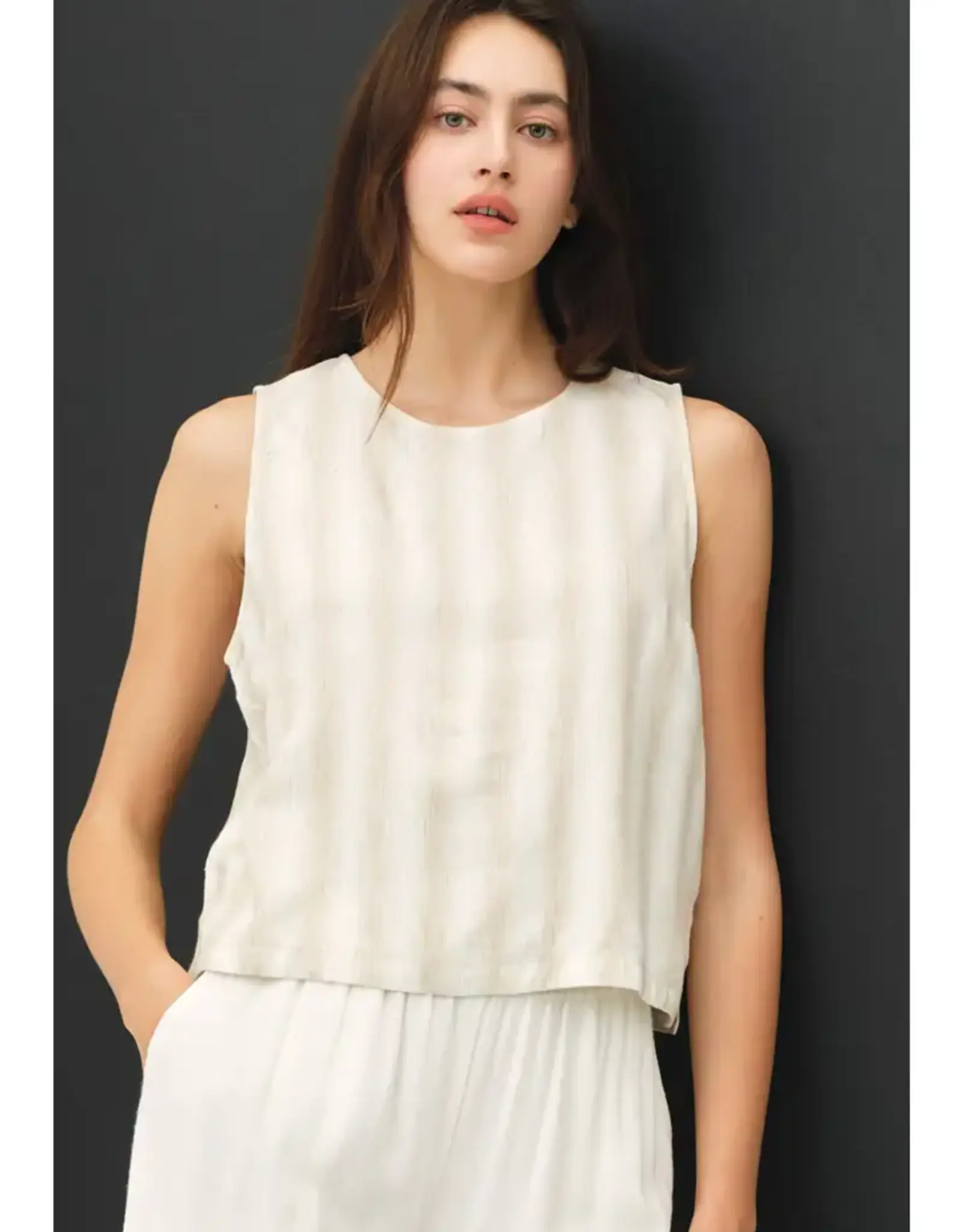 Linen Blend Ombre Striped Tank