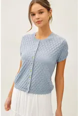 Pointelle Stitch Short Sleeve Cardigan