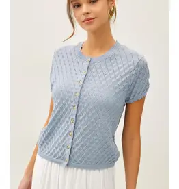 Pointelle Stitch Short Sleeve Cardigan