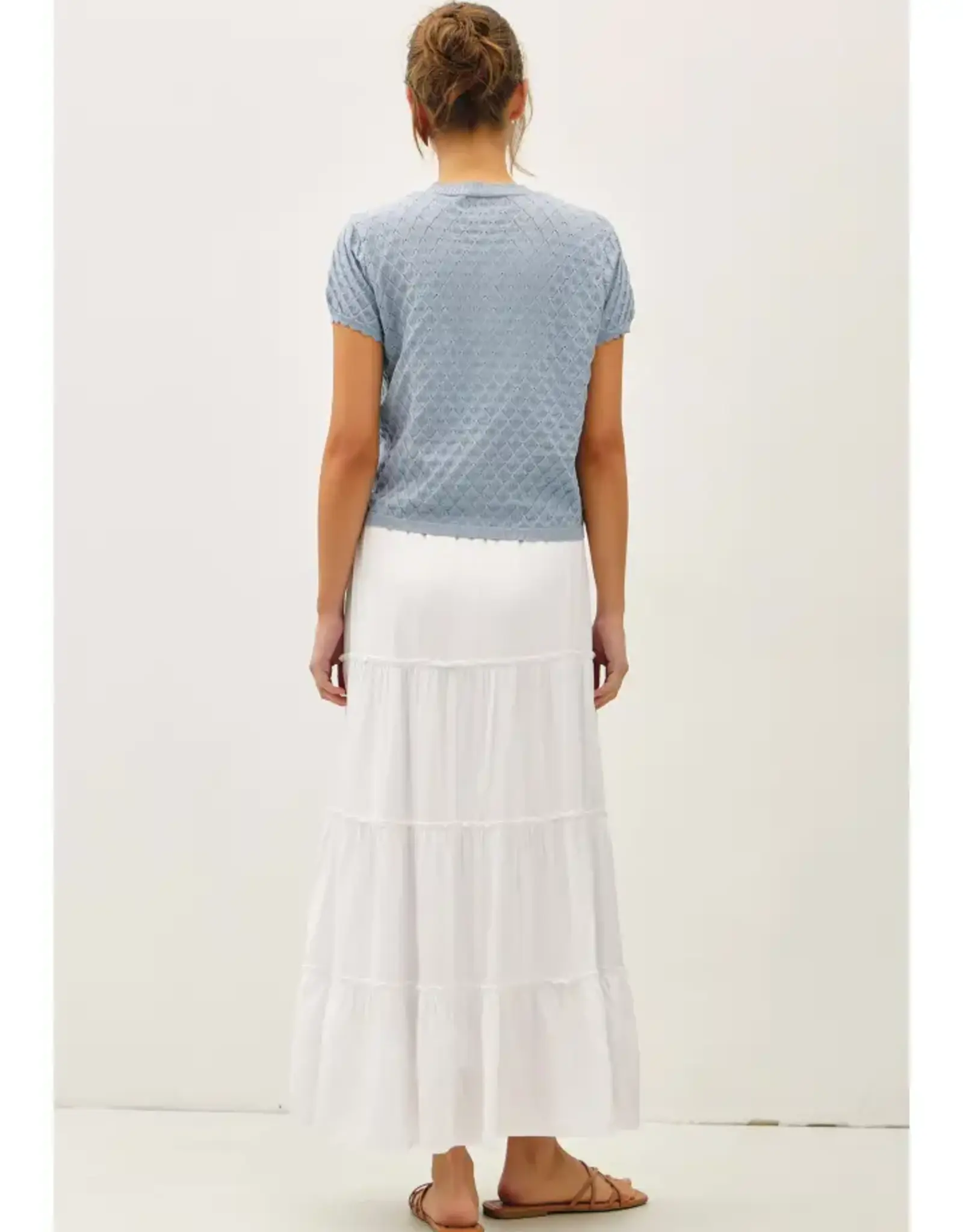 Pointelle Stitch Short Sleeve Cardigan